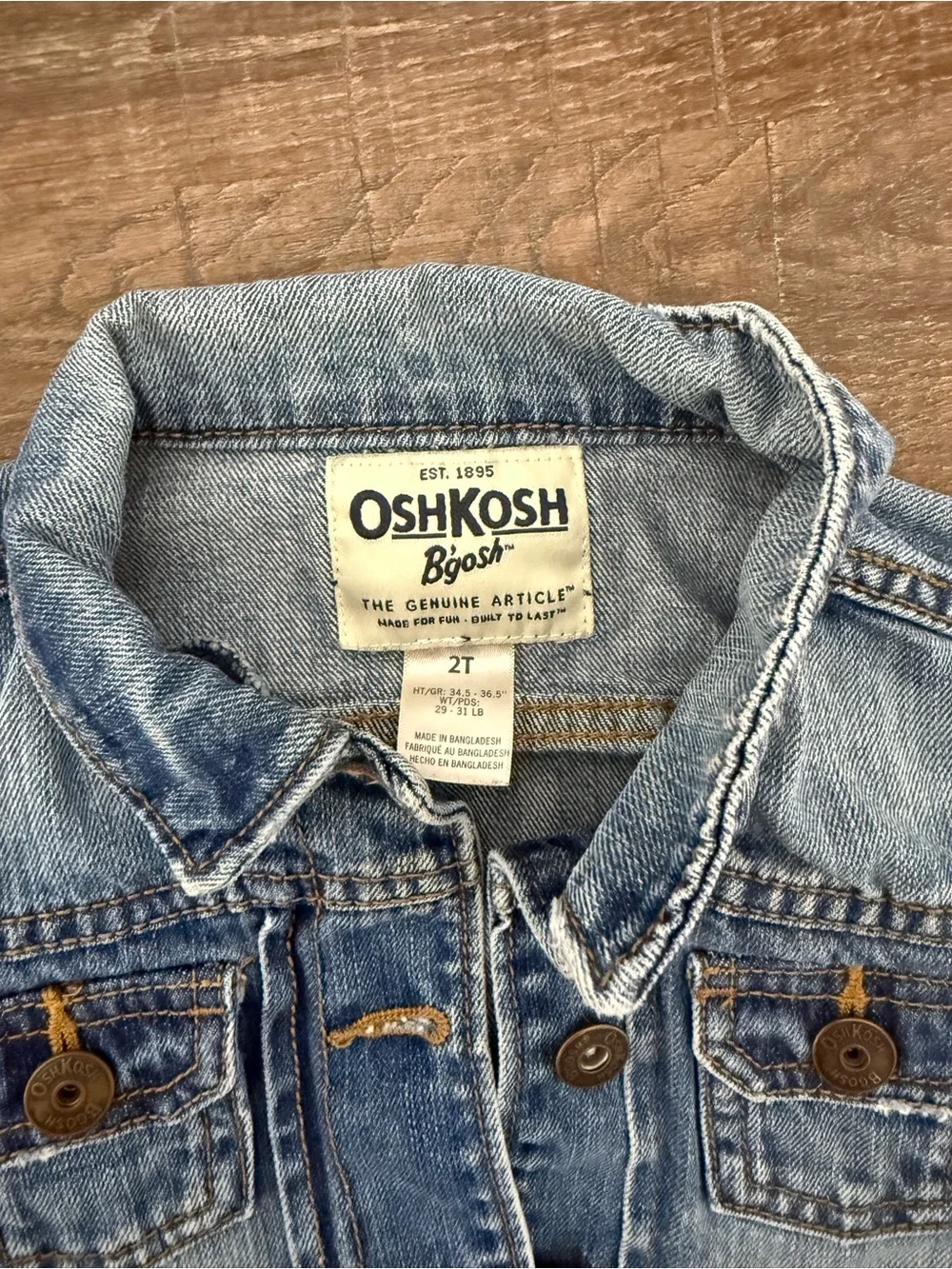 OshKosh B'gosh Light Blue Kids Denim Jacket with Chest Pockets